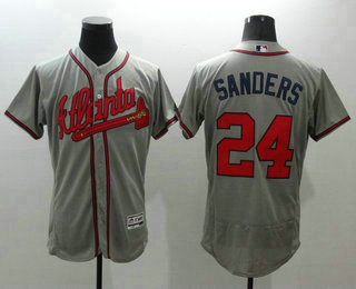 Men's Atlanta Braves #24 Deion Sanders Grey Flexbase 2016 MLB Player Jersey