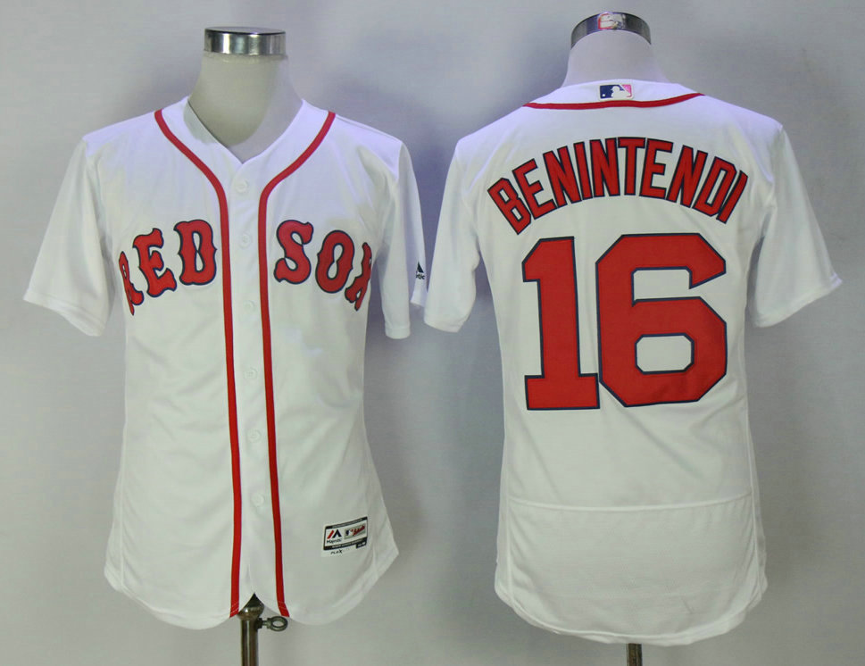 Men's Boston Red Sox #16 Andrew Benintendi White Home Stitched MLB Flex Base Jersey