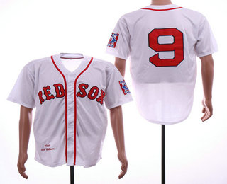 Men's Boston Red Sox #9 Ted Williams 1939 White Throwabck Jersey