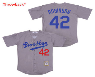 Men's Brooklyn Dodgers #42 Jackie Robinson Grey Stitched MLB Cool Base Jersey