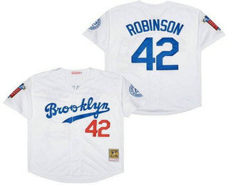 Men's Brooklyn Dodgers #42 Jackie Robinson White Commemoration Throwback Jersey