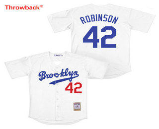 Men's Brooklyn Dodgers #42 Jackie Robinson White Stitched MLB Cool Base Jersey