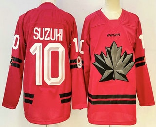 Men's Canada Hockey #10 Nick Suzuki Red 2026 Olympics Authentic Jersey
