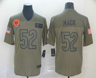 Men's Chicago Bear #52 Khalil Mack NEW Olive 2019 Salute To Service Stitched NFL Nike Limited Jersey Men's Chicago Bear #52 Khalil Mack NEW Olive 2019 Salute To Service Stitched NFL Nike Limited Jersey
