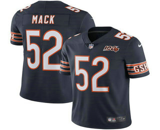 Men's Chicago Bear #52 Khalil Mack Navy Blue 100th Anniversary seasons Patch Vapor Untouchable Stitched NFL Nike Limited Jersey Men's Chicago Bear #52 Khalil Mack Navy Blue 100th Anniversary seasons Patch Vapor Untouchable Stitched NFL Nike Limited Jersey