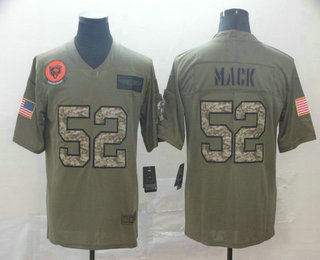 Men's Chicago Bear #52 Khalil Mack Olive Camo 2019 Salute To Service Stitched NFL Nike Limited Jersey Men's Chicago Bear #52 Khalil Mack Olive Camo 2019 Salute To Service Stitched NFL Nike Limited Jersey