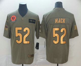 Men's Chicago Bear #52 Khalil Mack Olive Gold 2019 Salute To Service Stitched NFL Nike Limited Jersey Men's Chicago Bear #52 Khalil Mack Olive Gold 2019 Salute To Service Stitched NFL Nike Limited Jersey