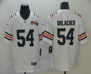 Men's Chicago Bear #54 Brian Urlacher White 2019 100th seasons Patch Vapor Untouchable Stitched NFL Nike Alternate Classic Limited Jersey Men's Chicago Bear #54 Brian Urlacher White 2019 100th seasons Patch Vapor Untouchable Stitched NFL Nike Alternate Classic Limited Jersey