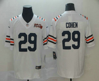 Men's Chicago Bears #29 Tarik Cohen White 2019 100th seasons Patch Vapor Untouchable Stitched NFL Nike Alternate Classic Limited Jersey Men's Chicago Bears #29 Tarik Cohen White 2019 100th seasons Patch Vapor Untouchable Stitched NFL Nike Alternate Classic Limited Jersey