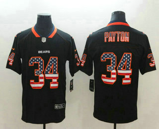 Men's Chicago Bears #34 Walter Payton 2018 USA Flag Fashion Black Color Rush Stitched Nike Limited Jersey Men's Chicago Bears #34 Walter Payton 2018 USA Flag Fashion Black Color Rush Stitched Nike Limited Jersey