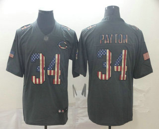 Men's Chicago Bears #34 Walter Payton 2019 Black Salute To Service USA Flag Fashion Limited Jersey Men's Chicago Bears #34 Walter Payton 2019 Black Salute To Service USA Flag Fashion Limited Jersey