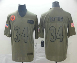 Men's Chicago Bears #34 Walter Payton NEW Olive 2019 Salute To Service Stitched NFL Nike Limited Jersey Men's Chicago Bears #34 Walter Payton NEW Olive 2019 Salute To Service Stitched NFL Nike Limited Jersey