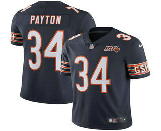 Men's Chicago Bears #34 Walter Payton Navy Blue 100th Anniversary seasons Patch Vapor Untouchable Stitched NFL Nike Limited Jersey Men's Chicago Bears #34 Walter Payton Navy Blue 100th Anniversary seasons Patch Vapor Untouchable Stitched NFL Nike Limited Jersey