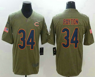 Men's Chicago Bears #34 Walter Payton Olive 2017 Salute To Service Stitched NFL Nike Limited Jersey Men's Chicago Bears #34 Walter Payton Olive 2017 Salute To Service Stitched NFL Nike Limited Jersey