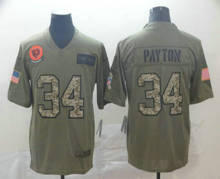 Men's Chicago Bears #34 Walter Payton Olive Camo 2019 Salute To Service Stitched NFL Nike Limited Jersey Men's Chicago Bears #34 Walter Payton Olive Camo 2019 Salute To Service Stitched NFL Nike Limited Jersey