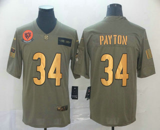 Men's Chicago Bears #34 Walter Payton Olive Gold 2019 Salute To Service Stitched NFL Nike Limited Jersey Men's Chicago Bears #34 Walter Payton Olive Gold 2019 Salute To Service Stitched NFL Nike Limited Jersey