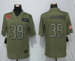 Men's Chicago Bears #39 Eddie Jackson NEW Olive 2019 Salute To Service Stitched NFL Nike Limited Jersey Men's Chicago Bears #39 Eddie Jackson NEW Olive 2019 Salute To Service Stitched NFL Nike Limited Jersey