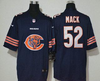 Men's Chicago Bears #52 Khalil Mack Navy Blue 2020 Big Logo Vapor Untouchable Stitched NFL Nike Fashion Limited Jersey Men's Chicago Bears #52 Khalil Mack Navy Blue 2020 Big Logo Vapor Untouchable Stitched NFL Nike Fashion Limited Jersey