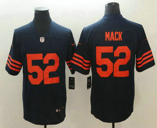 Men's Chicago Bears #52 Khalil Mack Navy Blue With Orange 2018 Vapor Untouchable Stitched NFL Nike Limited Jersey Men's Chicago Bears #52 Khalil Mack Navy Blue With Orange 2018 Vapor Untouchable Stitched NFL Nike Limited Jersey