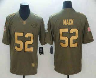 Men's Chicago Bears #52 Khalil Mack Olive with Gold 2017 Salute To Service Stitched NFL Nike Limited Jersey Men's Chicago Bears #52 Khalil Mack Olive with Gold 2017 Salute To Service Stitched NFL Nike Limited Jersey