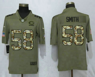 Men's Chicago Bears #58 Roquan Smith Olive With Camo 2017 Salute To Service Stitched NFL Nike Limited Jersey Men's Chicago Bears #58 Roquan Smith Olive With Camo 2017 Salute To Service Stitched NFL Nike Limited Jersey