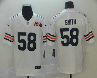 Men's Chicago Bears #58 Roquan Smith White 2019 100th seasons Patch Vapor Untouchable Stitched NFL Nike Alternate Classic Limited Jersey Men's Chicago Bears #58 Roquan Smith White 2019 100th seasons Patch Vapor Untouchable Stitched NFL Nike Alternate Classic Limited Jersey