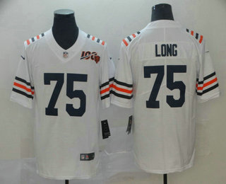 Men's Chicago Bears #75 Kyle Long White 2019 100th seasons Patch Vapor Untouchable Stitched NFL Nike Alternate Classic Limited Jersey Men's Chicago Bears #75 Kyle Long White 2019 100th seasons Patch Vapor Untouchable Stitched NFL Nike Alternate Classic Limited Jersey
