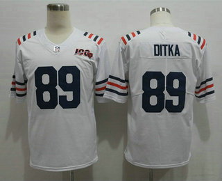 Men's Chicago Bears #89 Mike Ditka White 2019 100th seasons Patch Vapor Untouchable Stitched NFL Nike Alternate Classic Limited Jersey Men's Chicago Bears #89 Mike Ditka White 2019 100th seasons Patch Vapor Untouchable Stitched NFL Nike Alternate Classic Limited Jersey