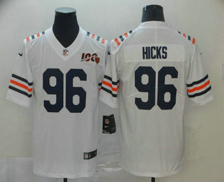 Men's Chicago Bears #96 Akiem Hicks White 2019 100th seasons Patch Vapor Untouchable Stitched NFL Nike Alternate Classic Limited Jersey Men's Chicago Bears #96 Akiem Hicks White 2019 100th seasons Patch Vapor Untouchable Stitched NFL Nike Alternate Classic Limited Jersey