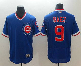 Men's Chicago Cubs #9 Javier Baez Royal Blue Pullover Stitched MLB Flex Base Jersey