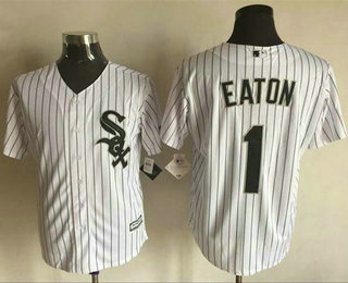 Men's Chicago White Sox #1 Adam Eaton White(Black Strip) New Cool Base Jersey Men's Chicago White Sox #1 Adam Eaton White(Black Strip) New Cool Base Jersey
