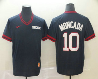 Men's Chicago White Sox #10 Yoan Moncada Navy Blue Nike Cooperstown Collection Legend V Neck Jersey Men's Chicago White Sox #10 Yoan Moncada Navy Blue Nike Cooperstown Collection Legend V Neck Jersey