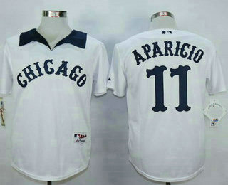 Men's Chicago White Sox #11 Luis Aparicio White 1976 Turn Back the Clock Stitched MLB Majestic Cooperstown Collection Jersey Men's Chicago White Sox #11 Luis Aparicio White 1976 Turn Back the Clock Stitched MLB Majestic Cooperstown Collection Jersey