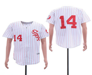 Men's Chicago White Sox #14 Bill Melton White with Red Pinstirpe Zipper 1972 Throwback Jersey By Mitchell & Ness Men's Chicago White Sox #14 Bill Melton White with Red Pinstirpe Zipper 1972 Throwback Jersey By Mitchell & Ness