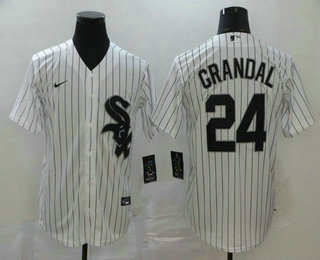 Men's Chicago White Sox #24 Yasmani Grandal White Stitched MLB Cool Base Nike Jersey Men's Chicago White Sox #24 Yasmani Grandal White Stitched MLB Cool Base Nike Jersey