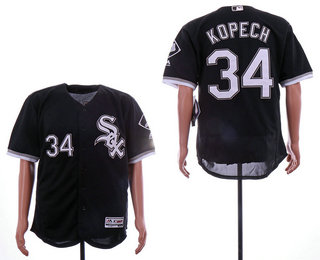 Men's Chicago White Sox #34 Michael Kopech Black Stitched MLB Flex Base Jersey Men's Chicago White Sox #34 Michael Kopech Black Stitched MLB Flex Base Jersey