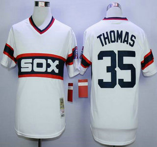 Men's Chicago White Sox #35 Frank Thomas 1983 White Pullover Mitchell & Ness Throwback Jersey Men's Chicago White Sox #35 Frank Thomas 1983 White Pullover Mitchell & Ness Throwback Jersey