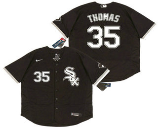 Men's Chicago White Sox #35 Frank Thomas Black Stitched MLB Flex Base Nike Jersey Men's Chicago White Sox #35 Frank Thomas Black Stitched MLB Flex Base Nike Jersey