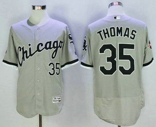 Men's Chicago White Sox #35 Frank Thomas Retired Gray 2016 Flexbase Majestic Baseball Jersey w2005 World Series Patch Men's Chicago White Sox #35 Frank Thomas Retired Gray 2016 Flexbase Majestic Baseball Jersey w2005 World Series Patch