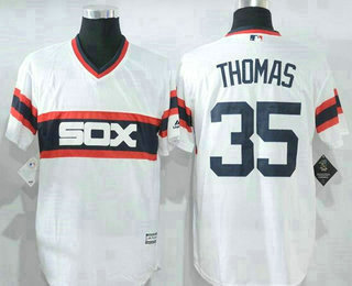Men's Chicago White Sox #35 Frank Thomas Retired White Pullover Stitched MLB Majestic Cool Base Jersey Men's Chicago White Sox #35 Frank Thomas Retired White Pullover Stitched MLB Majestic Cool Base Jersey