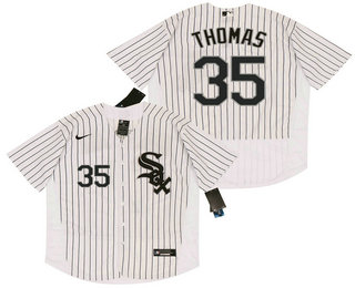 Men's Chicago White Sox #35 Frank Thomas White Pinstripe Stitched MLB Flex Base Nike Jersey Men's Chicago White Sox #35 Frank Thomas White Pinstripe Stitched MLB Flex Base Nike Jersey