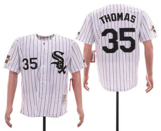 Men's Chicago White Sox #35 Frank Thomas White With 2005 World Series Cooperstown Collection Throwback Jersey Men's Chicago White Sox #35 Frank Thomas White With 2005 World Series Cooperstown Collection Throwback Jersey