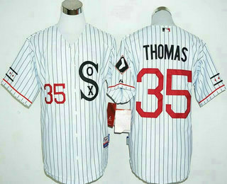 Men's Chicago White Sox #35 Frank Thomas White With Black Pinstripe 2016 New Cool Base Jersey Men's Chicago White Sox #35 Frank Thomas White With Black Pinstripe 2016 New Cool Base Jersey