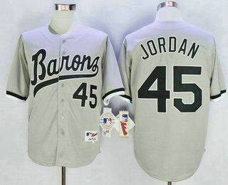 Men's Chicago White Sox #45 Michael Jordan Retired Gray Birmingham Barons Baseball Jersey Men's Chicago White Sox #45 Michael Jordan Retired Gray Birmingham Barons Baseball Jersey