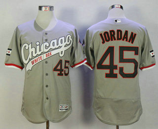 Men's Chicago White Sox #45 Michael Jordan Retired Gray Retro 2016 Flexbase Majestic Baseball Jersey Men's Chicago White Sox #45 Michael Jordan Retired Gray Retro 2016 Flexbase Majestic Baseball Jersey