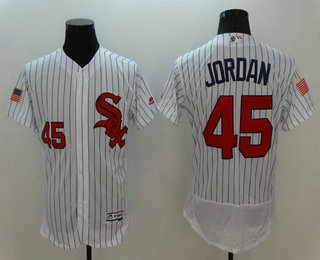 Men's Chicago White Sox #45 Michael Jordan Retired White Fashion Stars & Stripes 2016 Flexbase MLB Independence Day Jersey Men's Chicago White Sox #45 Michael Jordan Retired White Fashion Stars & Stripes 2016 Flexbase MLB Independence Day Jersey