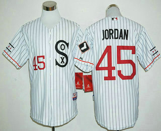 Men's Chicago White Sox #45 Michael Jordan Retired White Pinstirpe SOX 2016 Retro Baseball Jersey Men's Chicago White Sox #45 Michael Jordan Retired White Pinstirpe SOX 2016 Retro Baseball Jersey