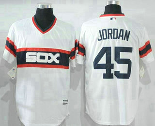 Men's Chicago White Sox #45 Michael Jordan Retired White Pullover Stitched MLB Majestic Cool Base Jersey Men's Chicago White Sox #45 Michael Jordan Retired White Pullover Stitched MLB Majestic Cool Base Jersey