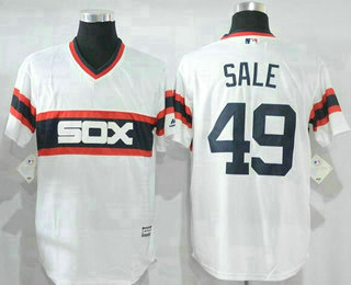 Men's Chicago White Sox #49 Chris Sale White Pullover Stitched MLB Majestic Cool Base Jersey Men's Chicago White Sox #49 Chris Sale White Pullover Stitched MLB Majestic Cool Base Jersey