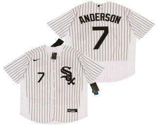 Men's Chicago White Sox #7 Tim Anderson White Pinstripe Stitched MLB Flex Base Nike Jersey Men's Chicago White Sox #7 Tim Anderson White Pinstripe Stitched MLB Flex Base Nike Jersey